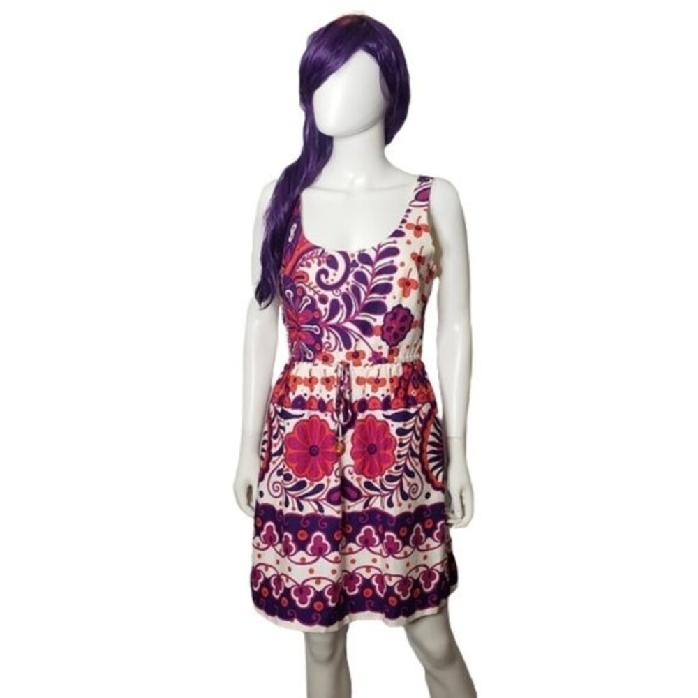 TRINA TURK Purple Pink Red Jewel Tone Shift Dress Womens Size 8